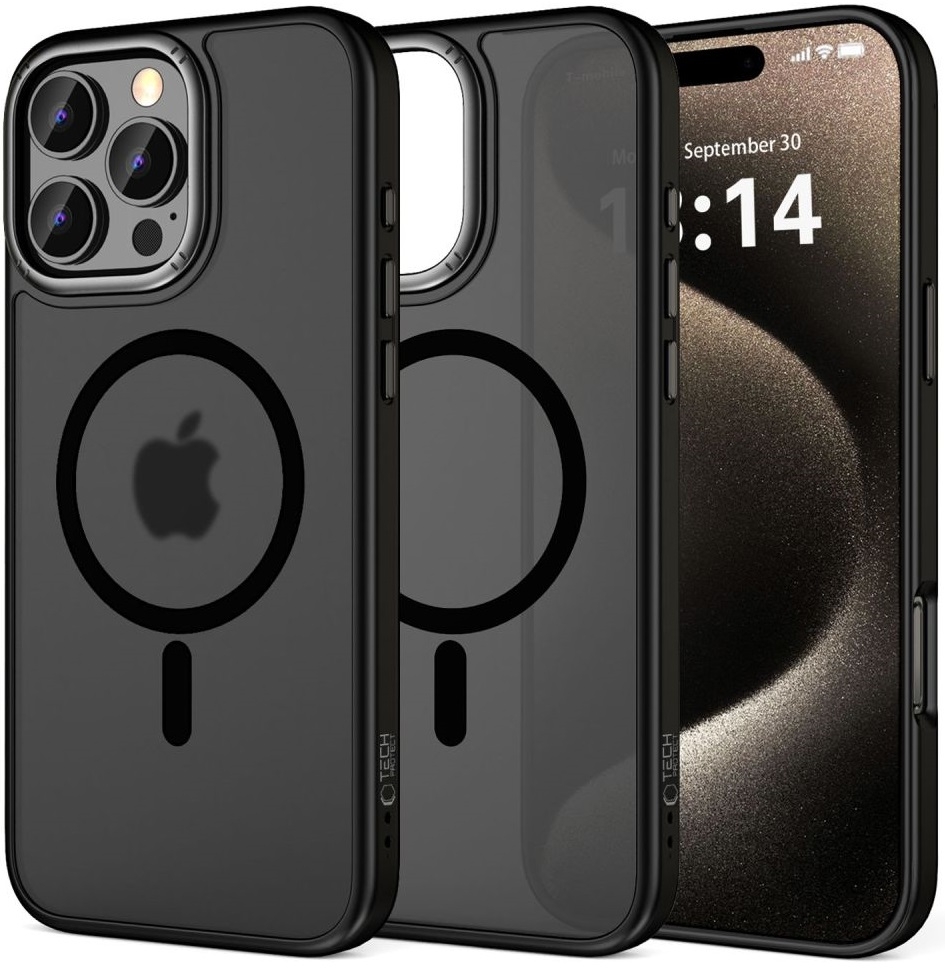 Σκληρή Ημιδιάφανη Θήκη MagSafe με Μεταλλικό Πλαίσιο Κάμερας - Apple iPhone 16 Pro - Tech-Protect MagEdge - Matte Black / Gunmetal