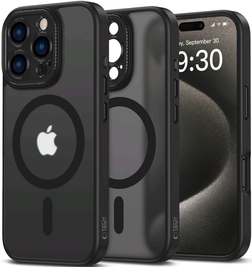 Σκληρή Ημιδιάφανη Θήκη MagSafe με Πλαίσιο Κάμερας - Apple iPhone 16 Pro Max - Tech-Protect MagCam - Matte Black