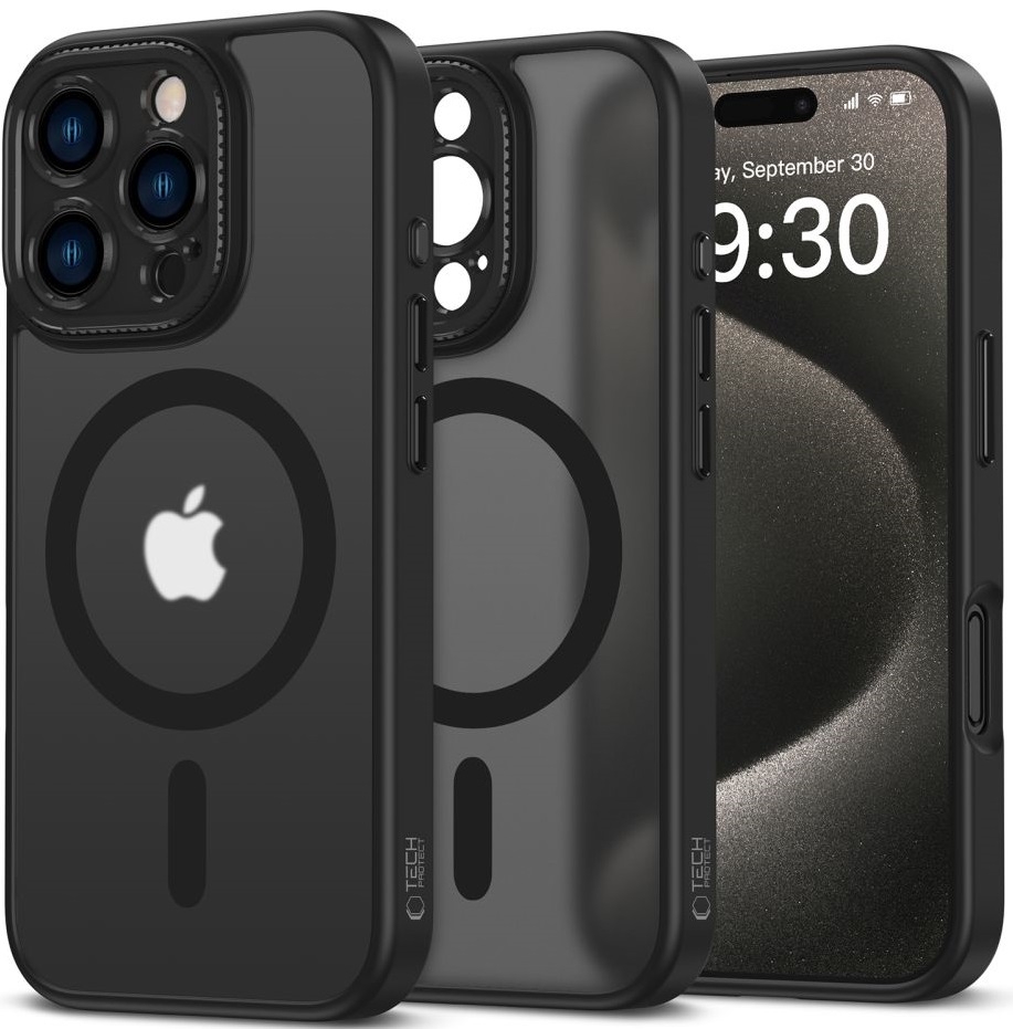 Σκληρή Ημιδιάφανη Θήκη MagSafe με Πλαίσιο Κάμερας - Apple iPhone 16 Pro - Tech-Protect MagCam - Matte Black