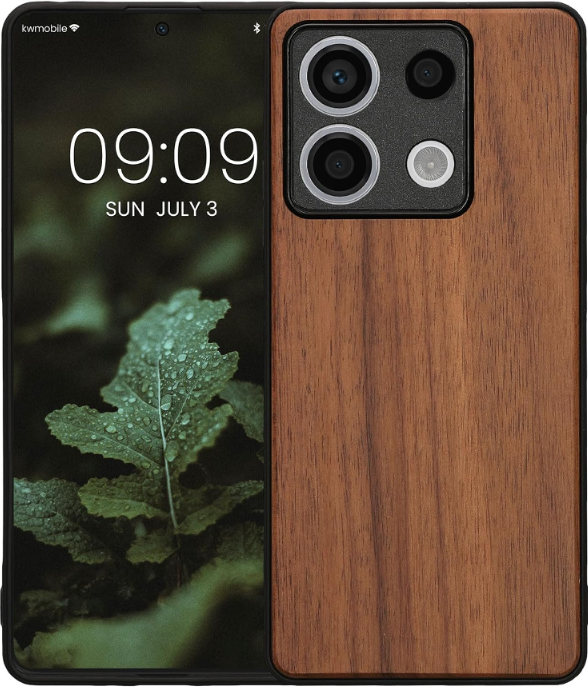 Σκληρή Ξύλινη Θήκη με TPU Bumper - Xiaomi Redmi Note 13 5G - KWmobile Wood Case with TPU Bumper - Walnut / Brown