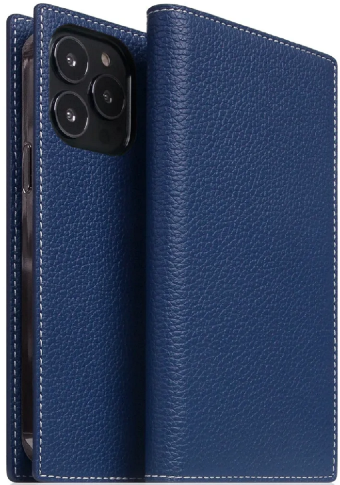SLG Design D8 Full Grain Leather - Δερμάτινη Θήκη - Πορτοφόλι Flip Apple iPhone 14 Pro - Navy Blue