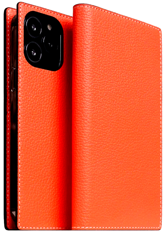 SLG Design D8 Neon Full Grain Leather - Δερμάτινη Θήκη - Πορτοφόλι Flip Apple iPhone 14 Pro Max - Coral 