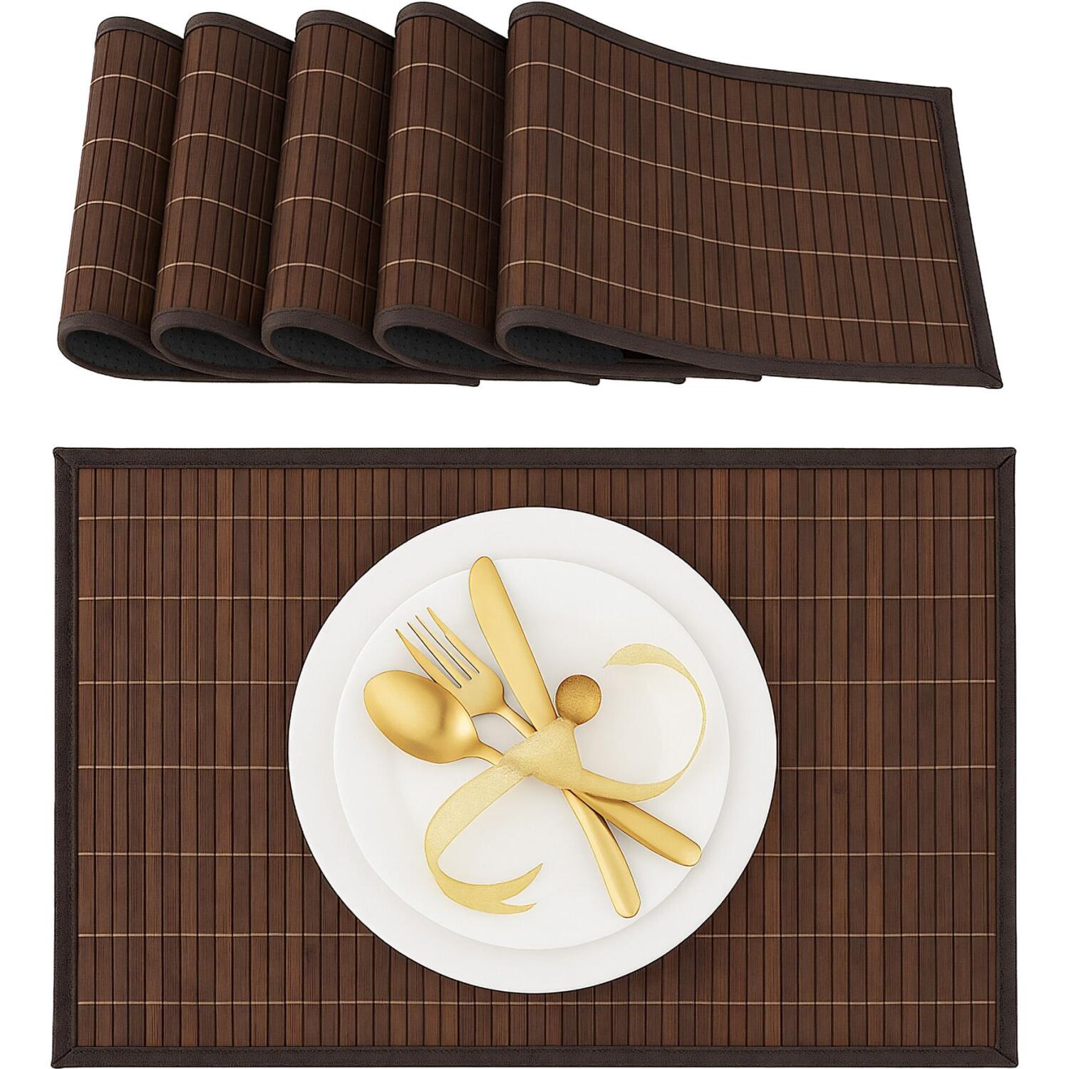 Σουπλά Relaxdays Set of 6 Rectangular Bamboo Placemats από Μπαμπού 45 x 30 cm 6 Τεμάχια - Brown (10020505_93)