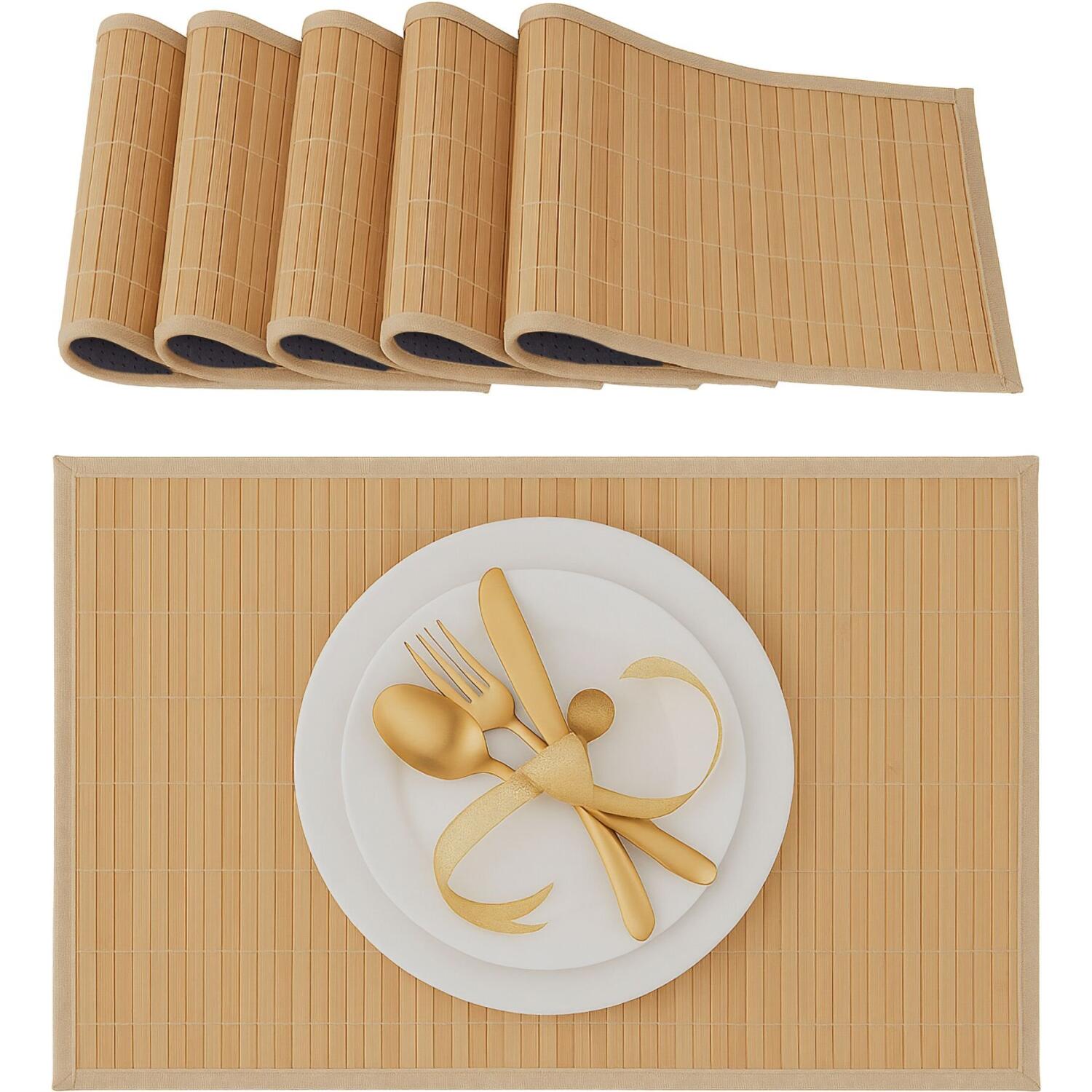 Σουπλά Relaxdays Set of 6 Rectangular Bamboo Placemats από Μπαμπού 45 x 30 cm 6 Τεμάχια - Light Brown (10020505_126)