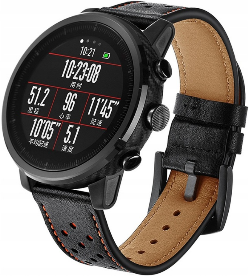 Spacecase Elegance - Universal Δερμάτινο Λουράκι για Smartwatches (20mm) - Black