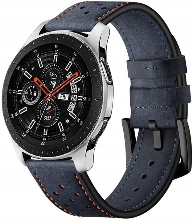 Spacecase Elegance - Universal Δερμάτινο Λουράκι για Smartwatches (20mm) - Navy Blue 