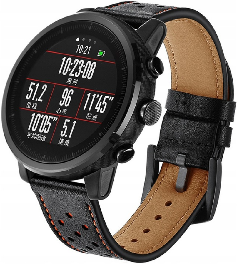 Spacecase Elegance - Universal Δερμάτινο Λουράκι για Smartwatches (22mm) - Black