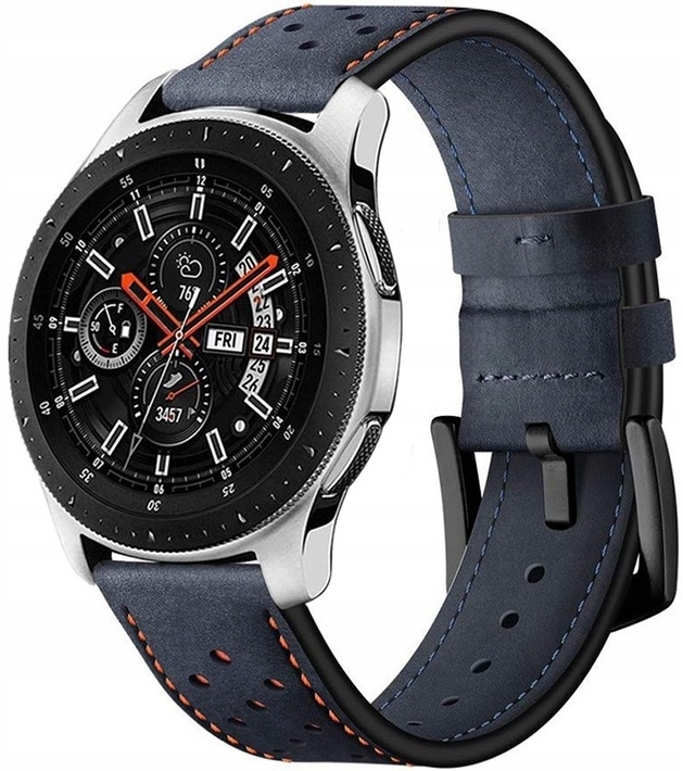 Spacecase Elegance - Universal Δερμάτινο Λουράκι για Smartwatches (22mm) - Navy Blue