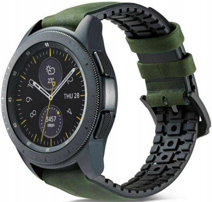Spacecase Major - Universal Λουράκι για Smartwatches (20mm) από Δέρμα Σουέτ και Σιλικόνη - Green
