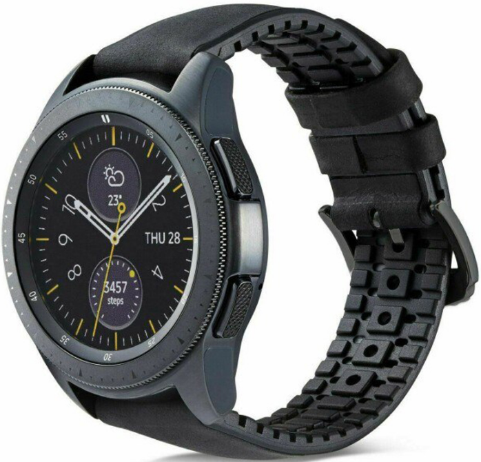 Spacecase Major - Universal Λουράκι για Smartwatches (22mm) από Δέρμα Σουέτ και Σιλικόνη - Black