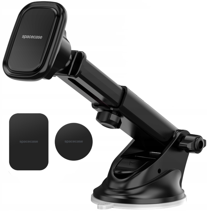 Spacecase SC10 Dashboard & Windshield Magnetic Car Holder - Universal Μαγνητική Βάση Κινητών με Βεντούζα & Ρυθμιζόμενο Βραχίονα για Ταμπλό / Παρμπρίζ Αυτοκινήτου - Black