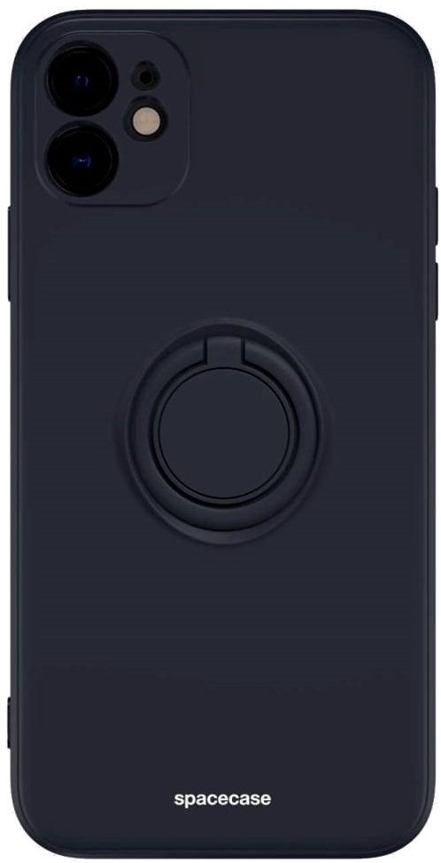 Spacecase Silicone Ring - Θήκη Σιλικόνης με Μεταλλικό Μαγνητικό Ring Holder - Apple iPhone 11 - Black