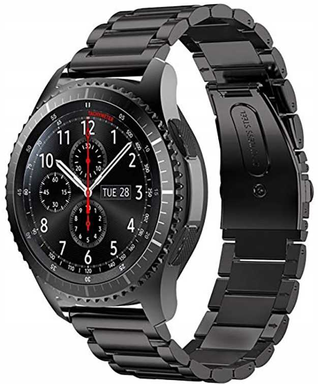 Spacecase Stainless Steel - Universal Μεταλλικό Λουράκι για Smartwatches (22mm) από Ανοξείδωτο Ατσάλι - Black 