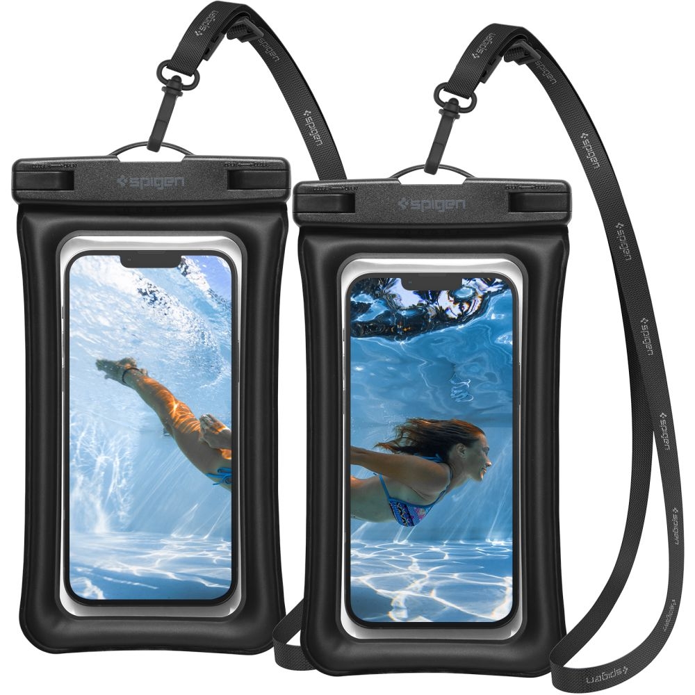 Spigen A610 Aqua Shield Universal Waterproof Floating Case - Αδιάβροχη Θήκη για Κινητά έως 6.8'' - IPX8 - Black - 2 Τεμάχια