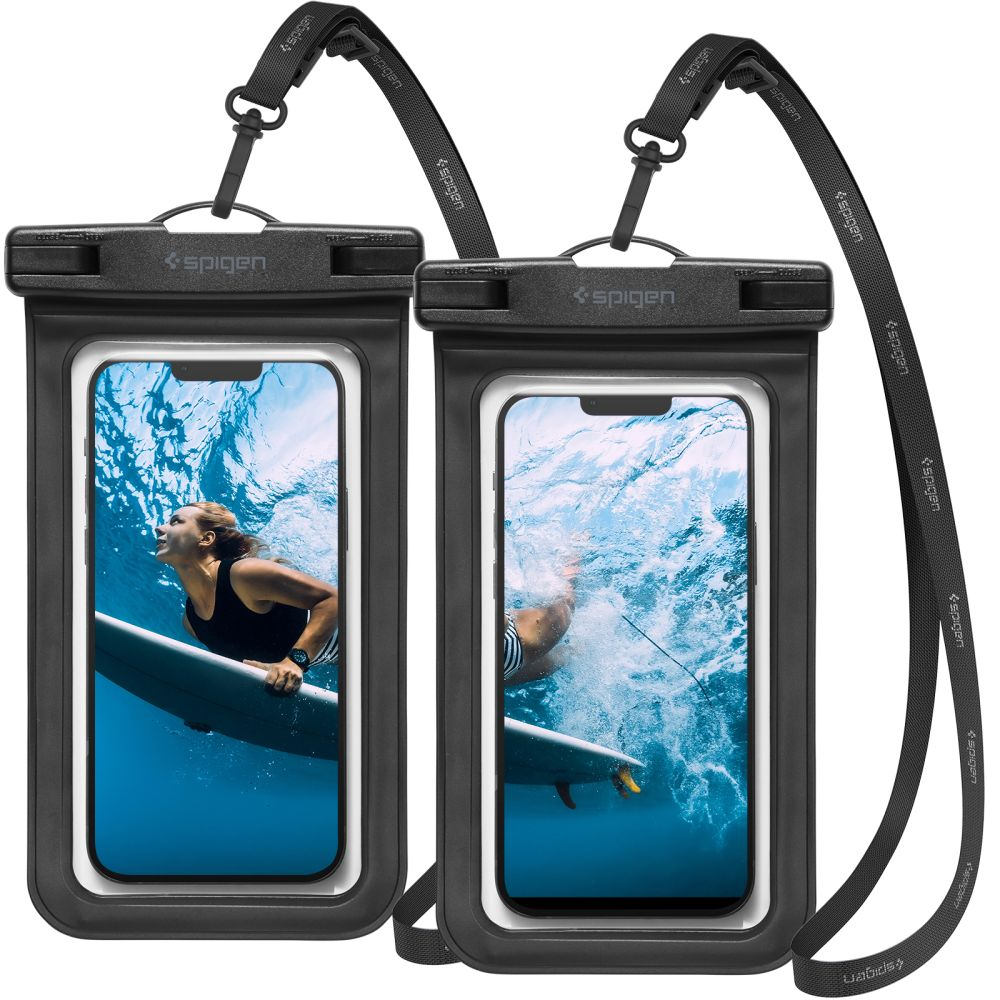 Spigen A601 Universal Waterproof - Αδιάβροχη Θήκη για Κινητά έως 6.8'' - IPX8 - Black - 2 Τεμάχια 