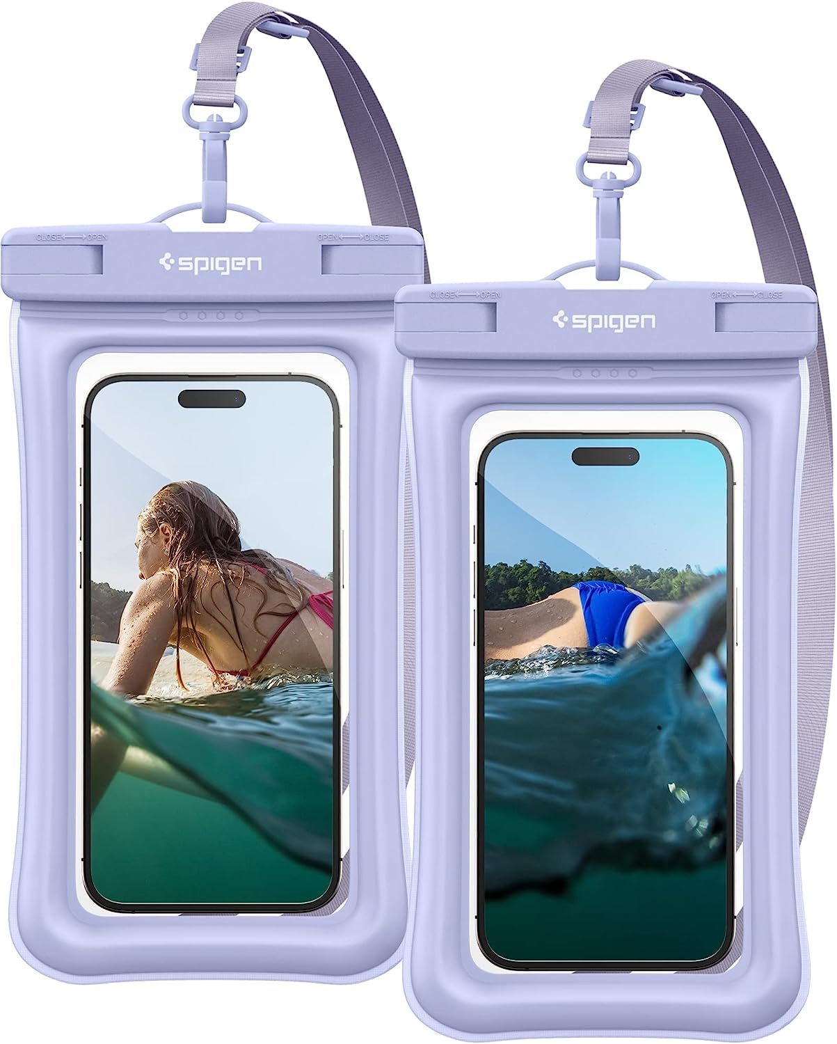 Spigen A610 Aqua Shield Universal Waterproof Floating Case - Αδιάβροχη Θήκη για Κινητά / Smartphones έως 6.8'' - IPX8 - Aqua Blue - 2 Τεμάχια