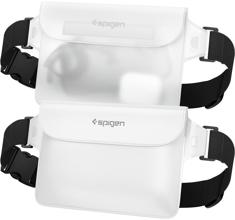 Spigen A620 Aqua Shield Waterproof Pouch Bag - Universal Αδιάβροχη Τσάντα Μέσης - IPX8 - 20 x 12 cm - Snow White - 2 Τεμάχια