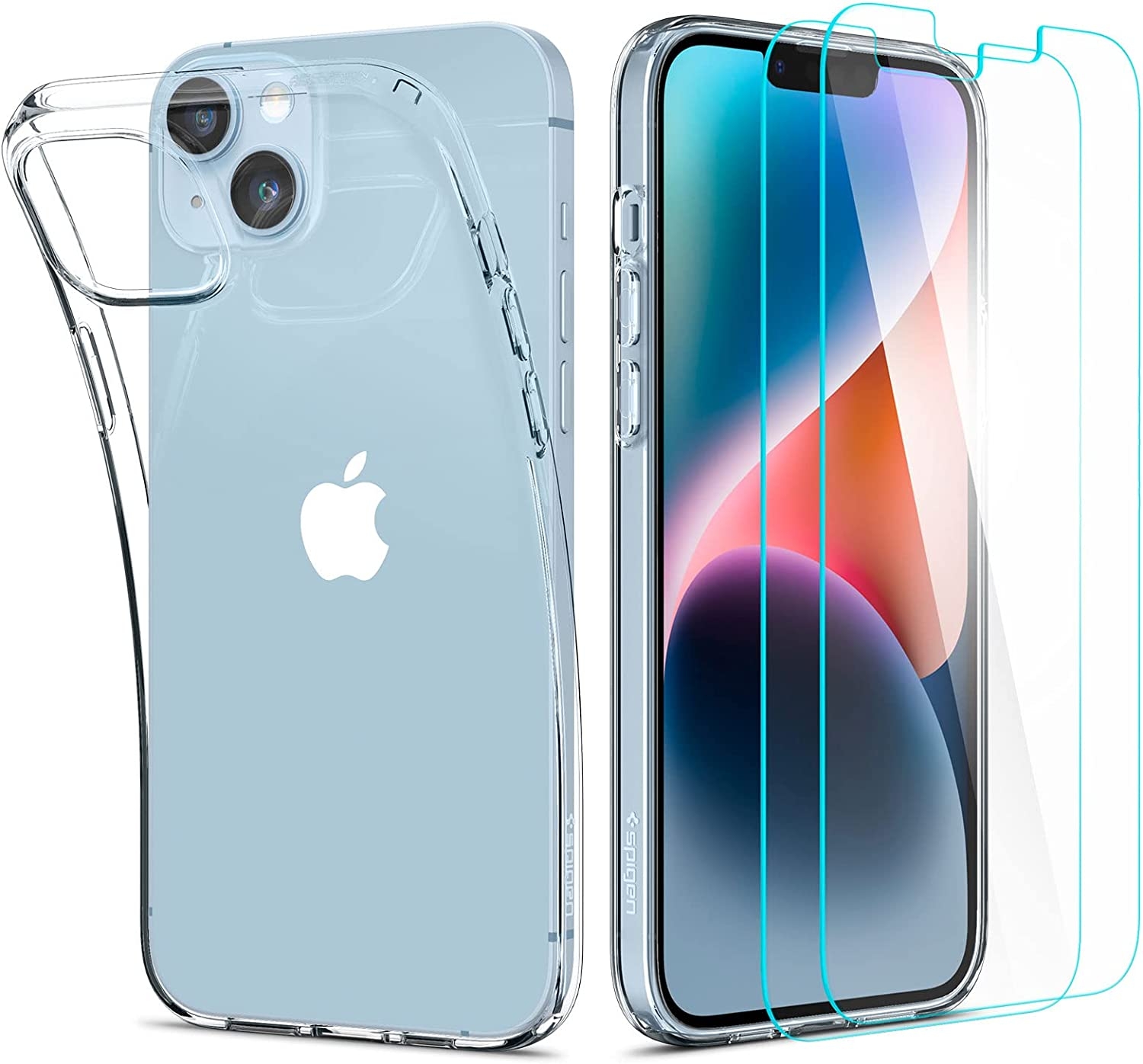 Spigen Crystal Pack - Σετ Θήκη Σιλικόνης & 2 x Tempered Glass - Apple iPhone 15 Plus / 14 Plus - Crystal Clear