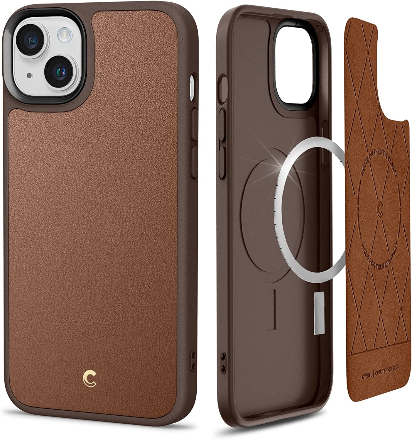 Spigen Cyrill Kajuk Mag Θήκη MagSafe με Λουράκι Χειρός - Apple iPhone 15 Plus / 14 Plus - Saddle Brown