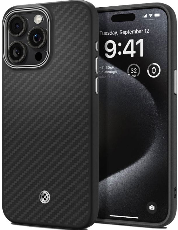 Spigen Enzo Aramid MagFit - Σκληρή Θήκη MagSafe Aramid Fiber με TPU - Apple iPhone 15 Pro - 1500D - 2mm - Matte Black