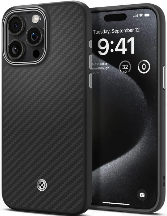 Spigen Enzo Aramid MagFit - Σκληρή Θήκη MagSafe Aramid Fiber με TPU - Apple iPhone 15 Pro Max - 1500D - 2mm - Matte Black