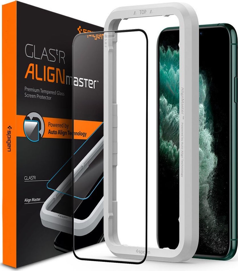 Spigen GLAS.tR ALIGNmaster - Αντιχαρακτικό Fullface Γυάλινο Tempered Glass Apple iPhone 11 Pro Max - Black (AGL00098)