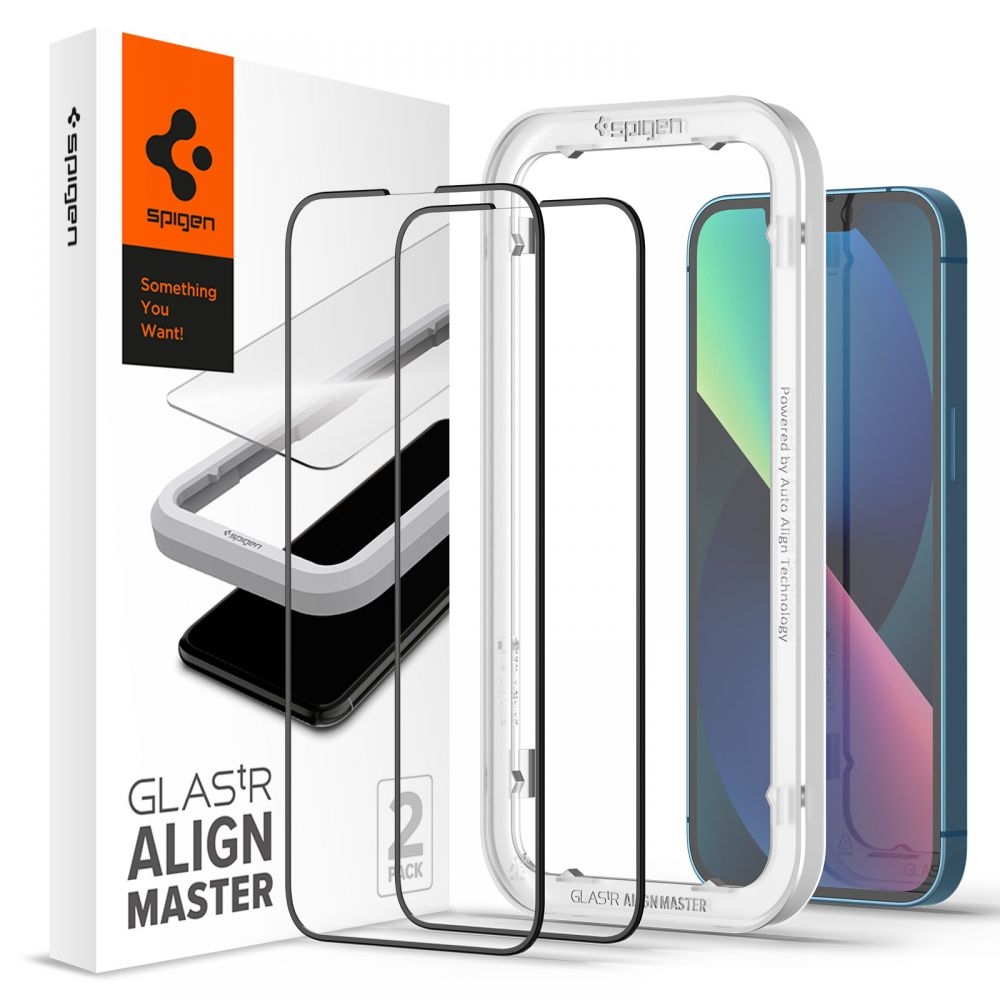 Spigen GLAS.tR ALIGNmaster - Αντιχαρακτικό Fullface Γυάλινο Tempered Glass Apple iPhone 14 Plus / 13 Pro Max - 2 Τεμάχια - Black