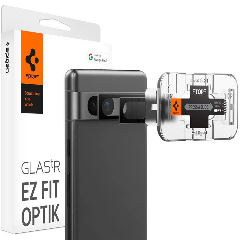Spigen GLAS.tR EZ Fit OPTIK Lens Protector - Αντιχαρακτικό Προστατευτικό Γυαλί για Φακό Κάμερας Google Pixel 7a - 2 Τεμάχια - Black