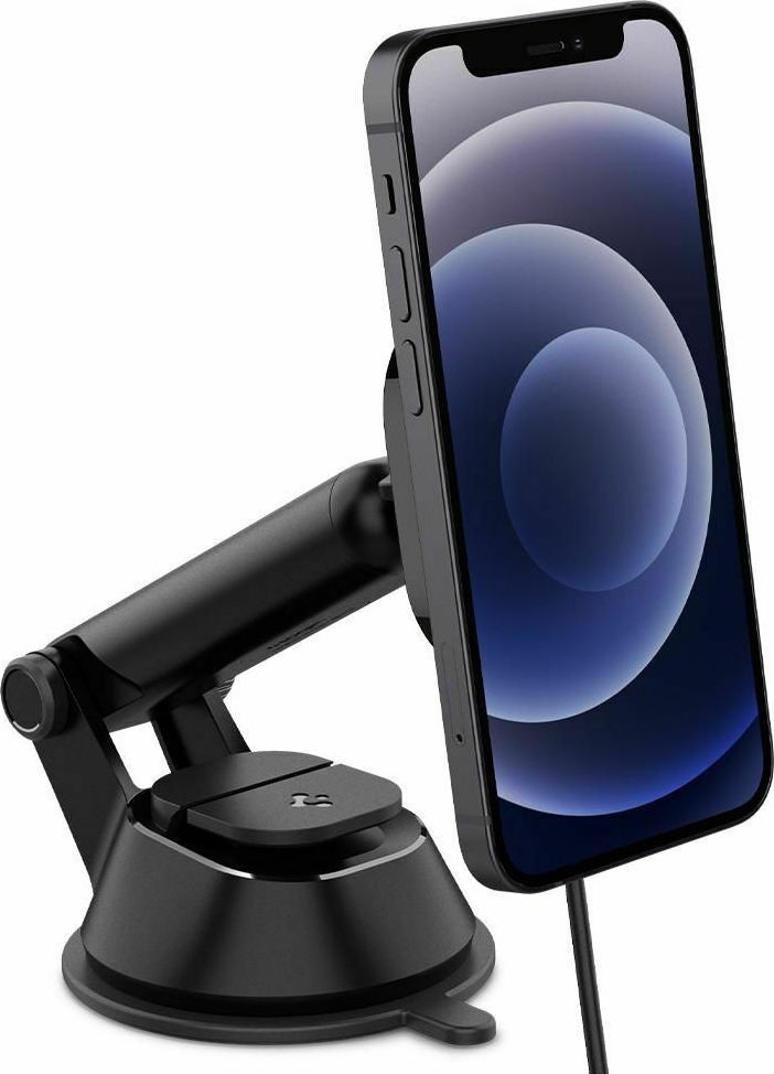 Spigen ITS35W OneTap - Ασύρματη Φόρτιση / Μαγνητική Βάση MagSafe με Βεντούζα για Ταμπλό / Παρμπίζ Αυτοκινήτου - 7.5W - Black
