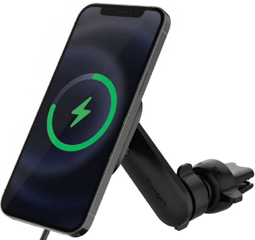 Spigen ITS12W OneTap Pro Wireless Magnetic Car Charger - Βάση Ασύρματης Φόρτισης MagSafe για Αεραγωγούς Αυτοκινήτου - 7.5W - Black 