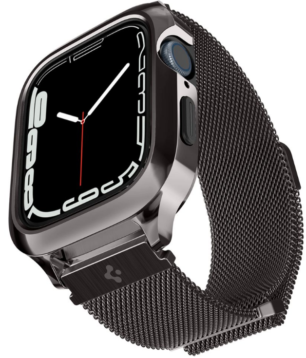 Spigen Metal Fit Pro - Σετ Ανθεκτική Θήκη από Αλουμίνιο & Λουράκι από Ανοξείδωτο Ατσάλι - Apple Watch SE/9/8/7/6/5/4 (45/44mm) - Graphite