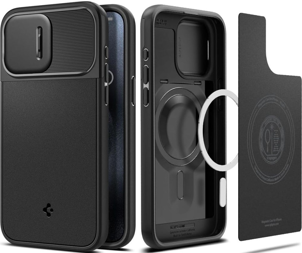 Θήκη Apple iPhone 15 Pro Max - Spigen Optik Armor MagFit με Κάλυμμα για την Κάμερα & MagSafe - Black