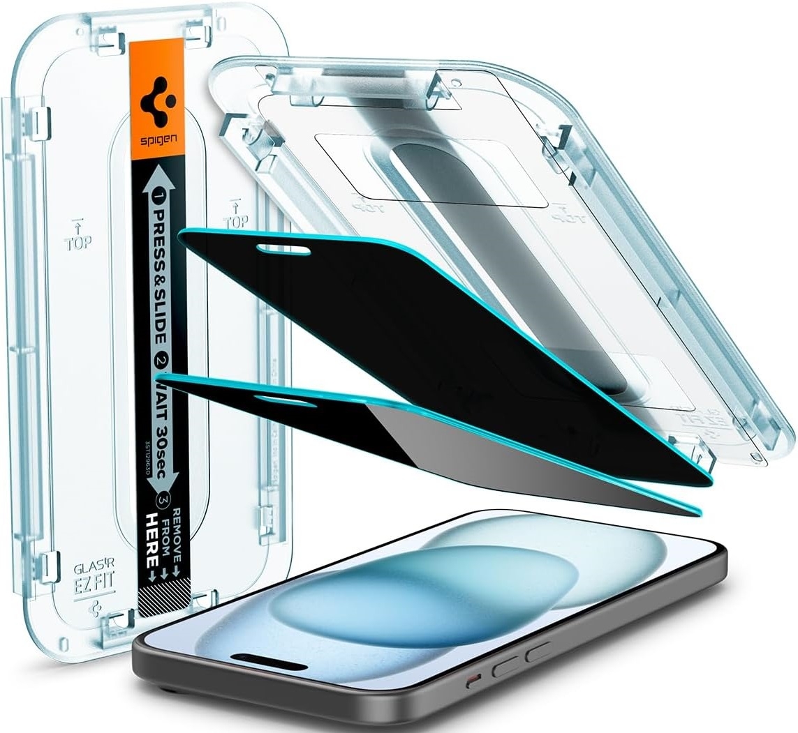 Spigen Privacy Tempered Glass GLAS.tR EZ Fit - Αντιχαρακτικό Γυαλί Προστασίας Απορρήτου Οθόνης Apple iPhone 16 / 15 - 2 Τεμάχια