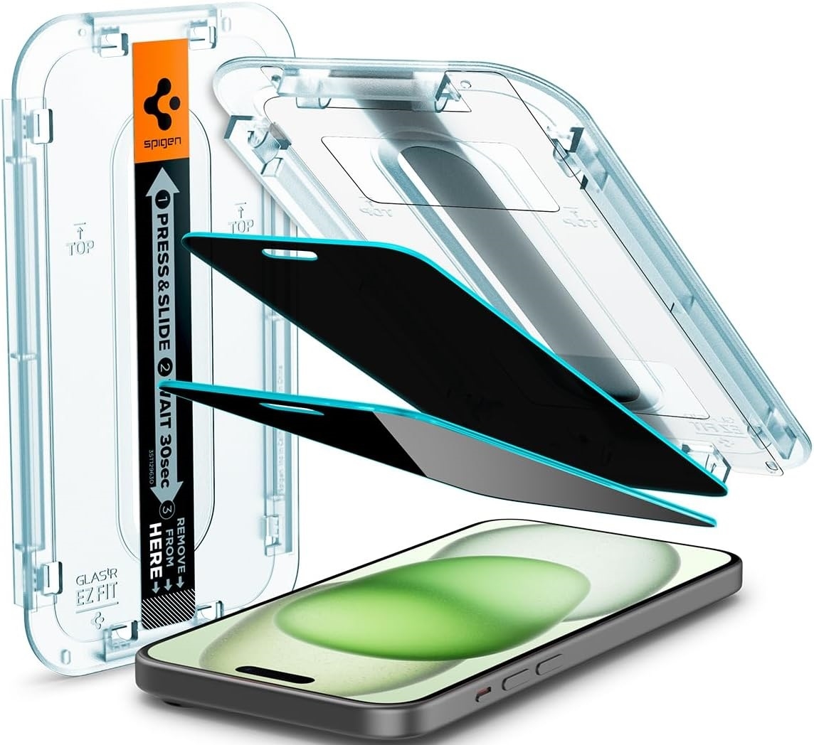 Spigen Privacy Tempered Glass GLAS.tR EZ Fit - Αντιχαρακτικό Γυαλί Προστασίας Απορρήτου Οθόνης Apple iPhone 16 Plus / 15 Plus - 2 Τεμάχια (AGL06885)
