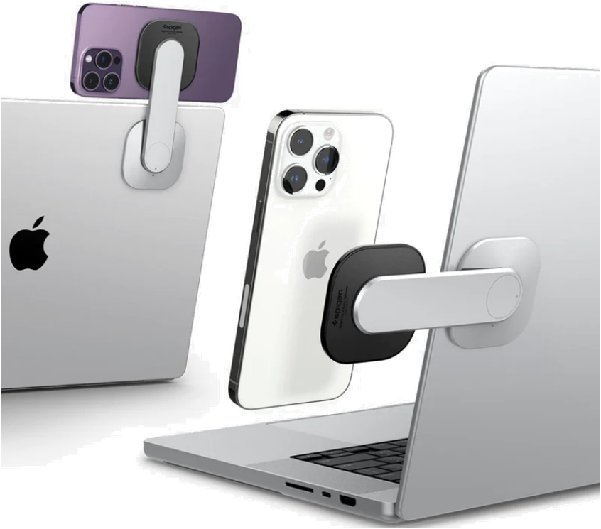 Spigen S312 OneTap MagFit Monitor / Laptop Magnetic Mount - Αυτοκόλλητη MagSafe Βάση Αλουμινίου για Laptop / Οθόνη - Silver