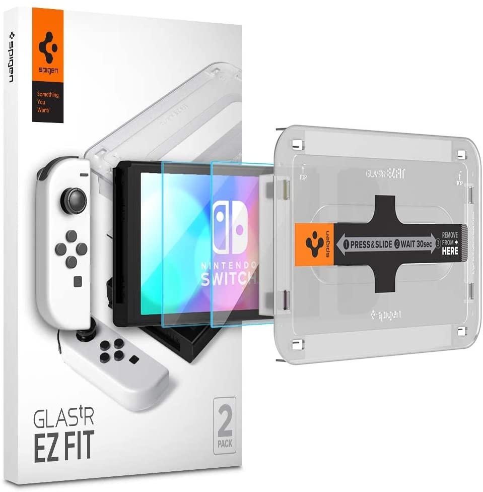Spigen Tempered Glass GLAS.tR EZ Fit - Αντιχαρακτικό Γυαλί Οθόνης Nintendo Switch Oled - 2 Τεμάχια