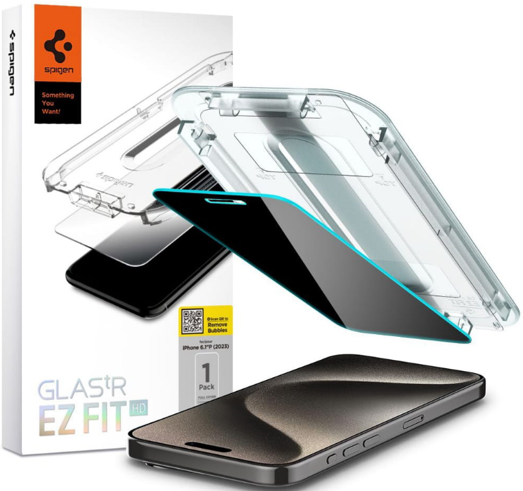 Spigen Tempered Glass GLAS.tR EZ Fit HD Privacy - Αντιχαρακτικό Γυαλί Προστασίας Απορρήτου Οθόνης - Apple iPhone 15 Pro