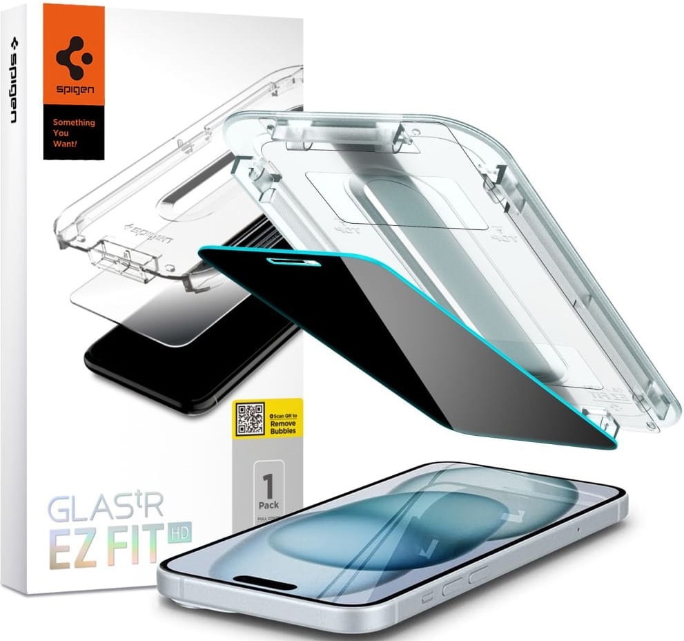 Spigen Tempered Glass GLAS.tR EZ Fit HD Privacy - Αντιχαρακτικό Γυαλί Προστασίας Απορρήτου Οθόνης - Apple iPhone 16 / 15