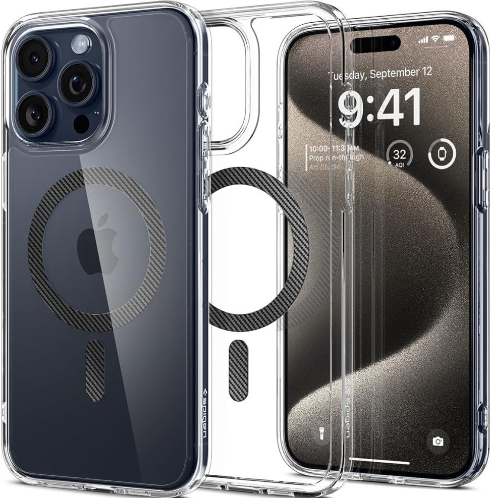 Θήκη Apple iPhone 15 Pro Max - Spigen Ultra Hybrid MagFit με MagSafe - Carbon Fiber