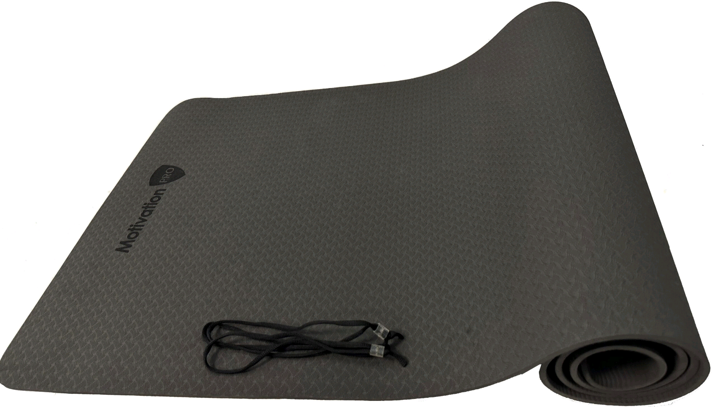 Στρώμα Γυμναστικής MotivationPro Yoga / Pilates με Ιμάντα Μεταφοράς 6mm Πάχος 183 x 61cm Black