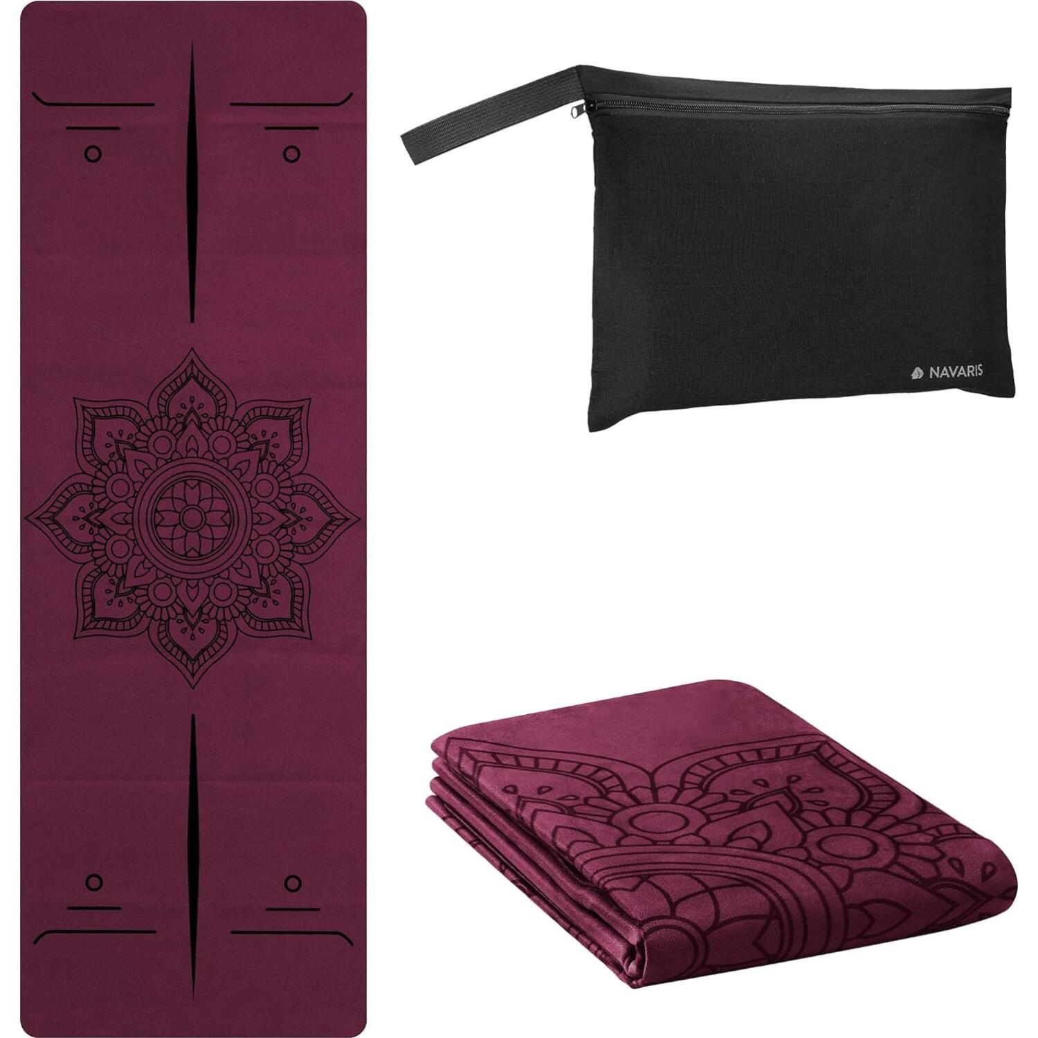 Στρώμα Γυμναστικής Navaris Travel Yoga Mat Αναδιπλούμενο για Yoga / Pilates με Θήκη Μεταφοράς 1.5mm Πάχος Purple