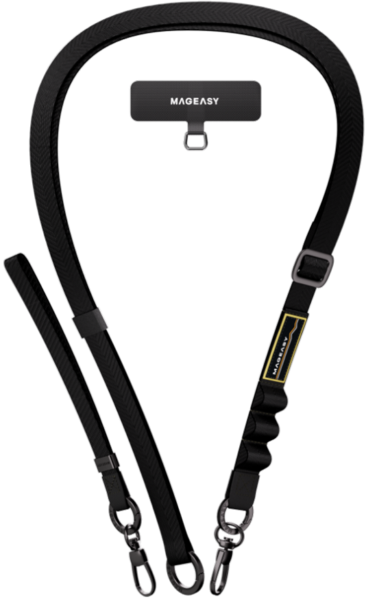 SwitchEasy 2-in-1 Utility MagEasy Sling Strap & Strap Card 20mm - Σετ 1 x Αποσπώμενο Λουράκι Λαιμού & 1 x Αποσπώμενο Λουράκι Χειρός για Θήκες Κινητών iPhone - Black