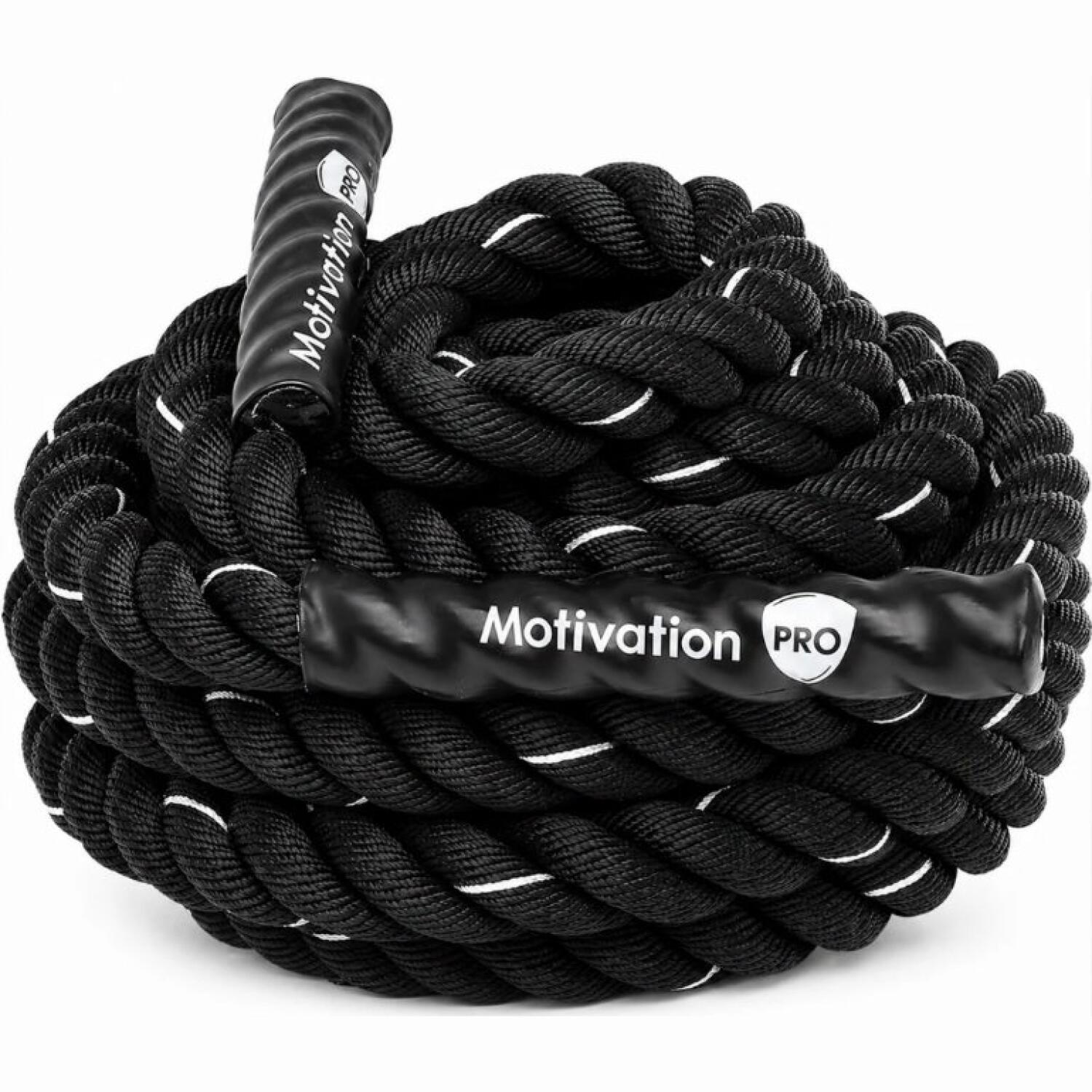Σχοινί Battle Rope MotivationPro Ανθεκτικό με Λαβές για Crossfit / Προπόνηση Αντοχής 9m Black