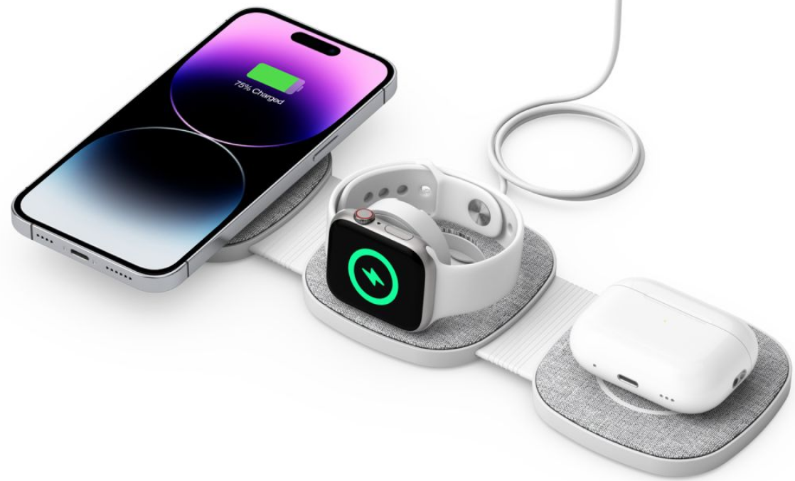 Tech-Protect A32 3 in 1 Wireless Charger - Αναδιπλούμενος Μαγνητικός Ασύρματος Φορτιστής MagSafe για iPhone 16 / 15 / 14 / 13 / 12 / Airpods / Apple Watch - 15W - Grey/ Airpods / Apple Watch - 15W - Grey