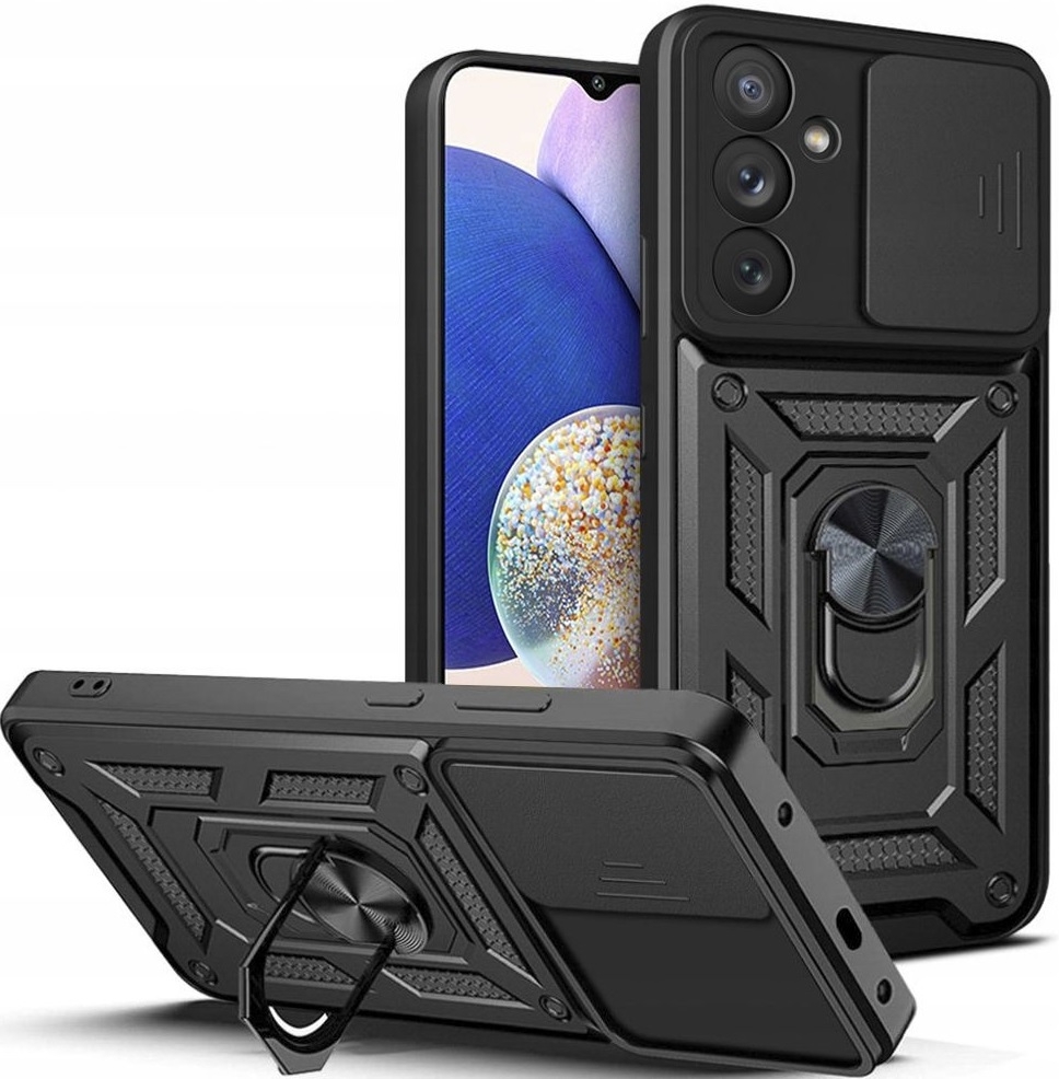 Tech-Protect Camshield Pro - Ανθεκτική Θήκη Samsung Galaxy A14 με Κάλυμμα για την Κάμερα & Μεταλλικό Ring Holder - Black