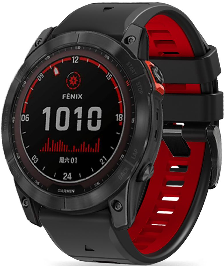 Tech-Protect Iconband Pro - Λουράκι Σιλικόνης Garmin Fenix 3/5X/3HR/5X Plus/6X/6X Pro/7X/8 (51mm) - Black / Red