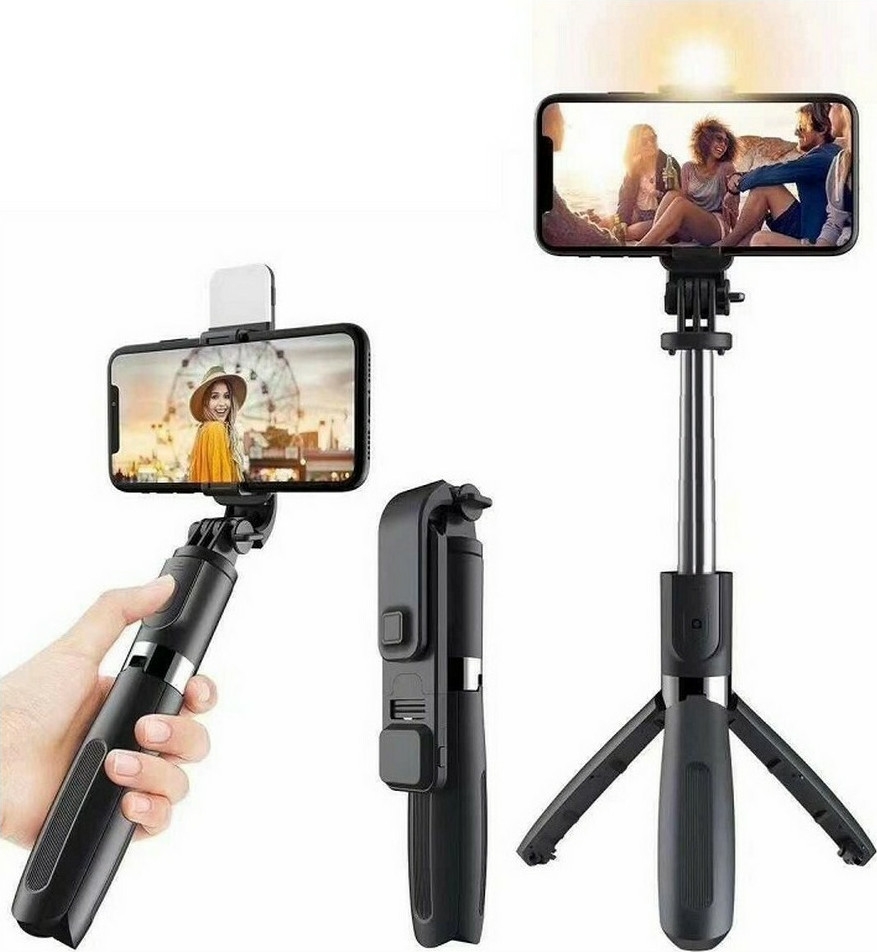 Tech-Protect L02S - Ασύρματο Bluetooth Selfie Stick και Τρίποδο με Τηλεχειριστήριο - Black