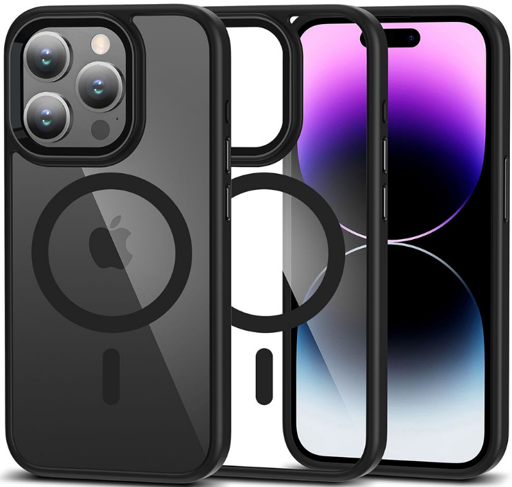 Θήκη Apple iPhone 15 Pro Max - Tech-Protect MagMat Σκληρή Διάφανη MagSafe - Black / Clear