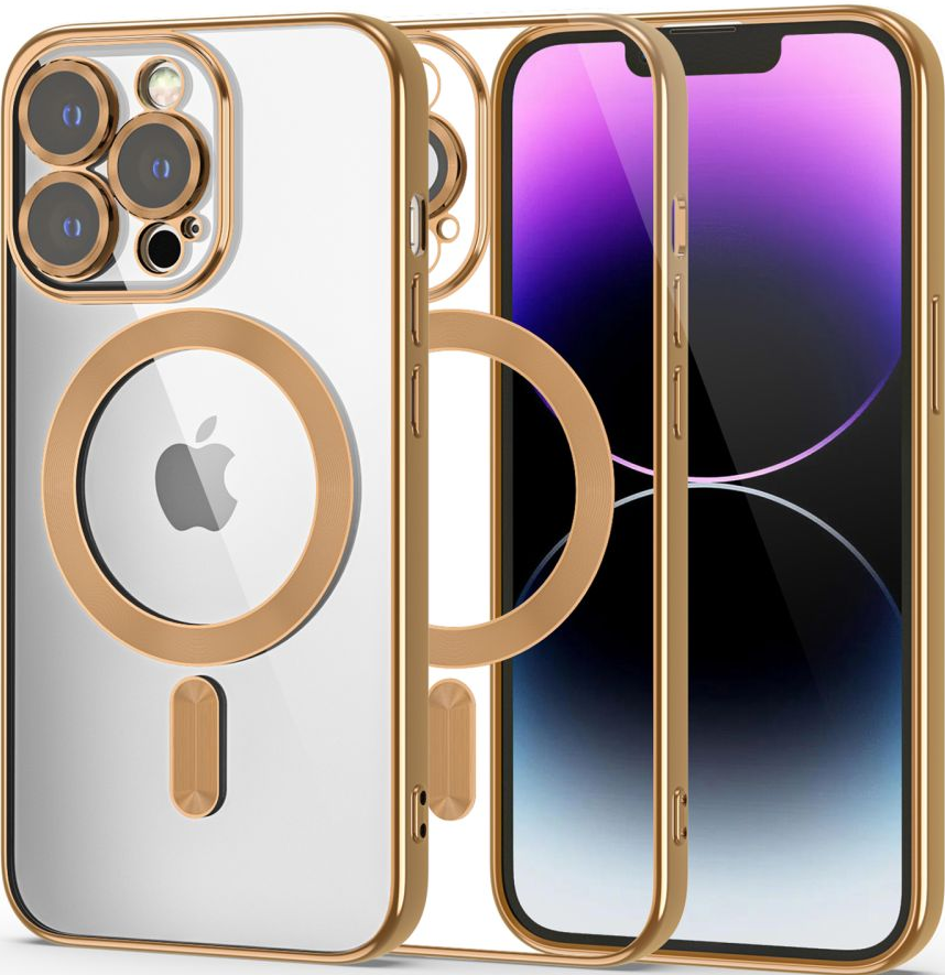 Tech-Protect MagShine - Διάφανη Θήκη Σιλικόνης MagSafe με Πλαίσιο Κάμερας - Apple iPhone 14 Pro - Gold