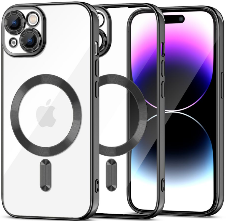 Tech-Protect MagShine - Διάφανη Θήκη Σιλικόνης MagSafe με Πλαίσιο Κάμερας - Apple iPhone 15 - Black